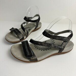 Aetrex Sandals 41 US 10 Bronze Gabby Strappy Sandals Leather Flats Comfort